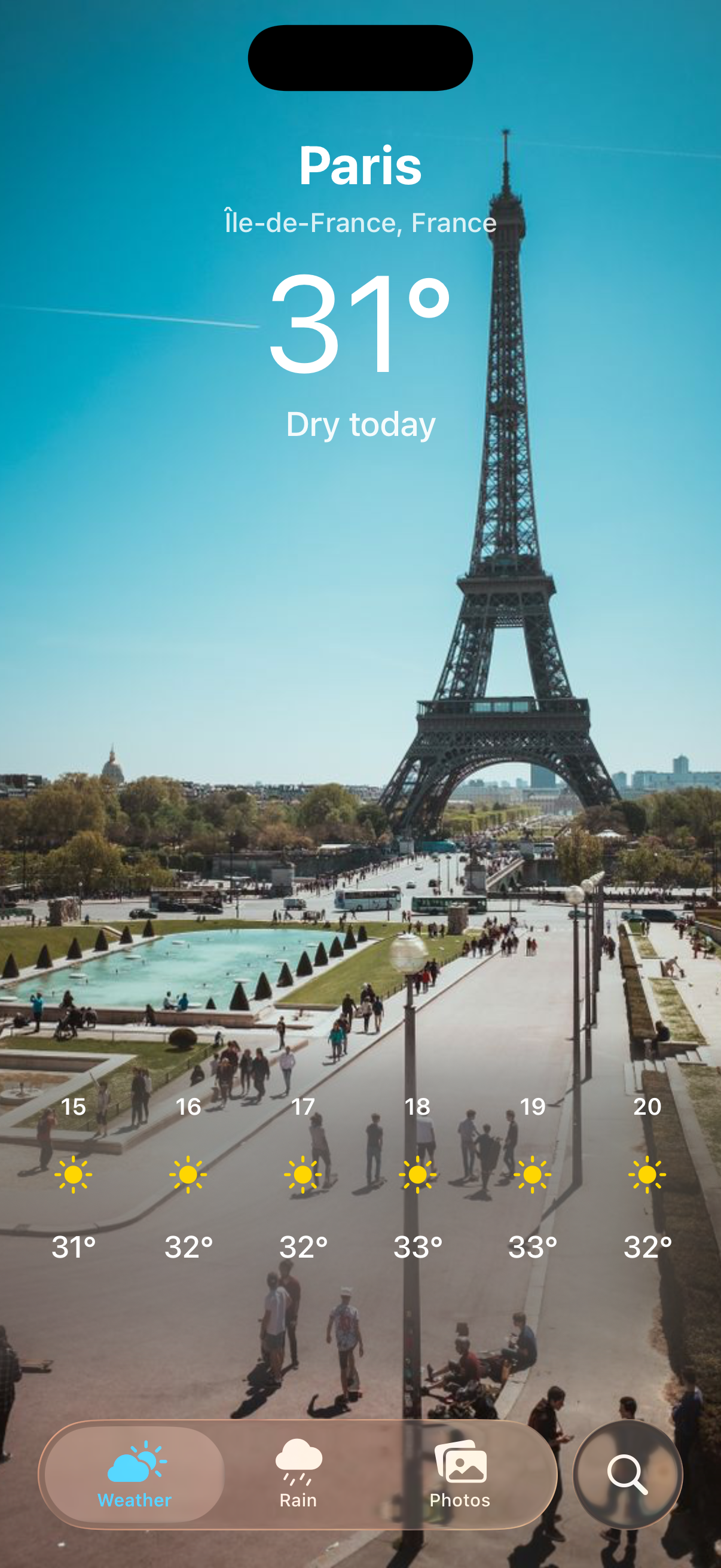 Vista Weather dry today forecast for Paris